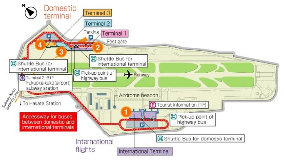 Bản đồ tổng thể s&acirc;n bay Fukuoka