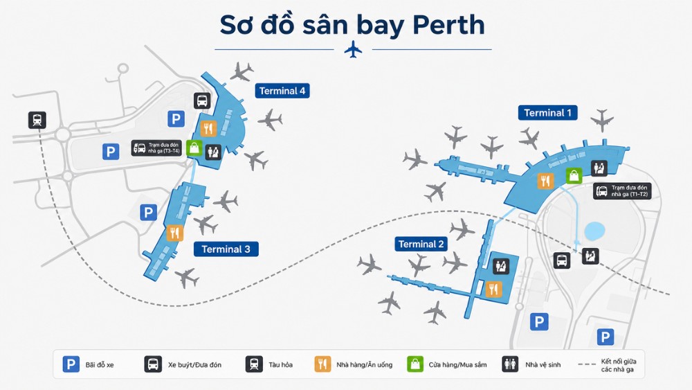 sơ đồ s&acirc;n bay Perth