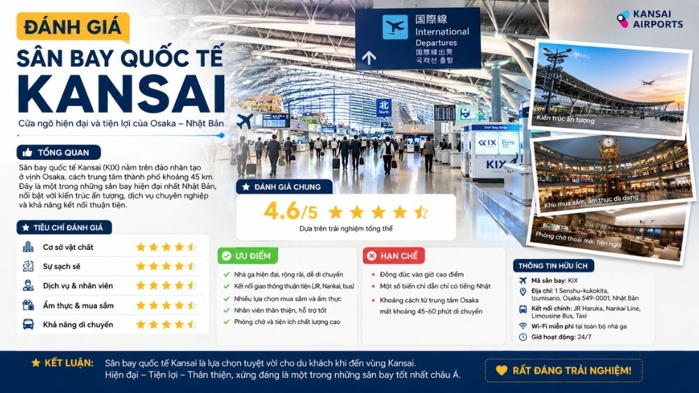Đ&aacute;nh gi&aacute; s&acirc;n bay quốc tế Kansai (KIX)