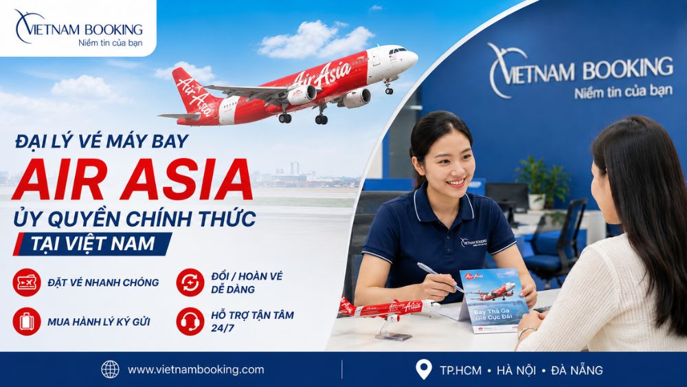 đại l&yacute; v&eacute; m&aacute;y bay Air Asia ủy quyền ch&iacute;nh thức
