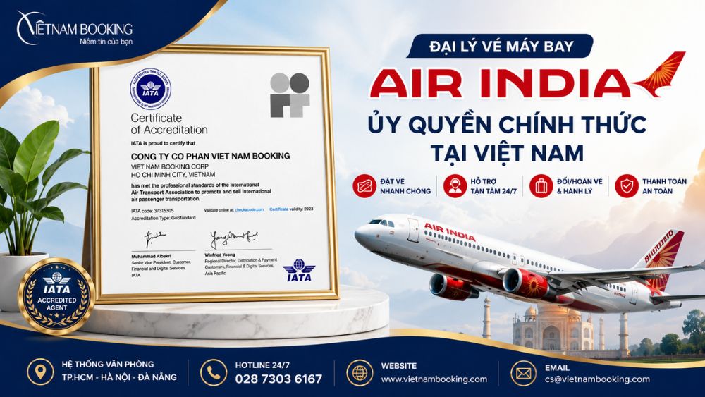 đại l&yacute; Air India IATA Vietnam Booking