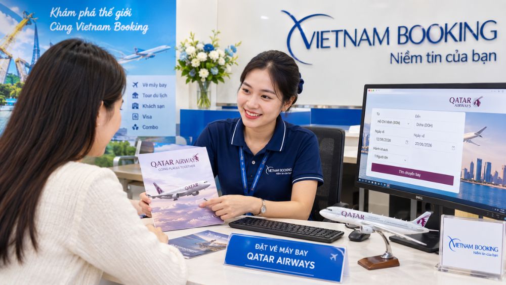 đặt v&eacute; Qatar Airways qua Vietnam Booking