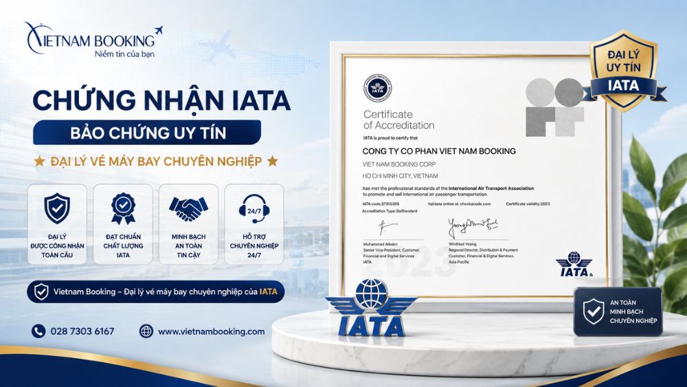 Chứng nhận IATA đại l&yacute; v&eacute; m&aacute;y bay Vietnam Booking