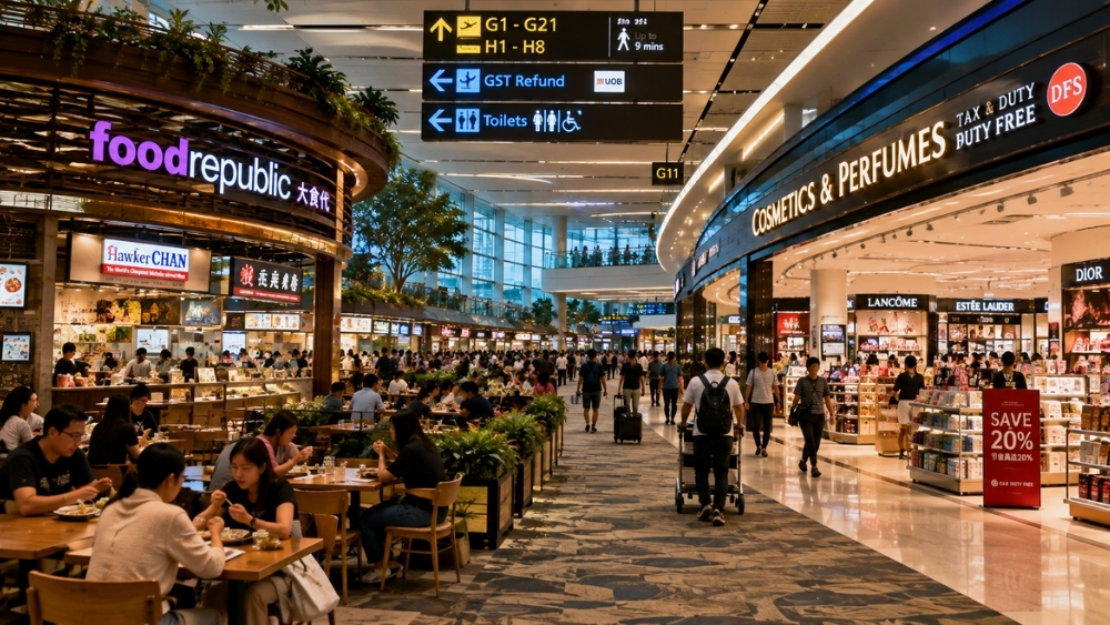 ăn uống v&agrave; mua sắm tại s&acirc;n bay Changi