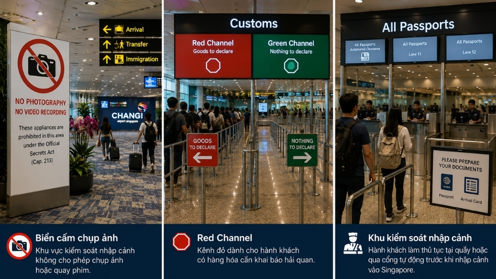 lưu &yacute; nhập cảnh tại s&acirc;n bay Changi