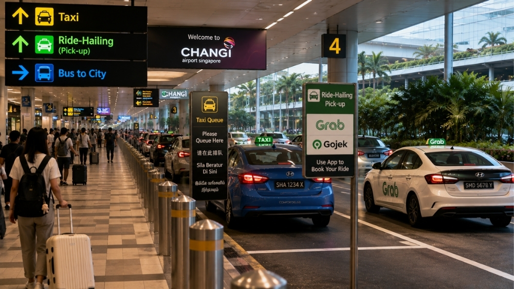 taxi v&agrave; Grab từ s&acirc;n bay Changi về trung t&acirc;m