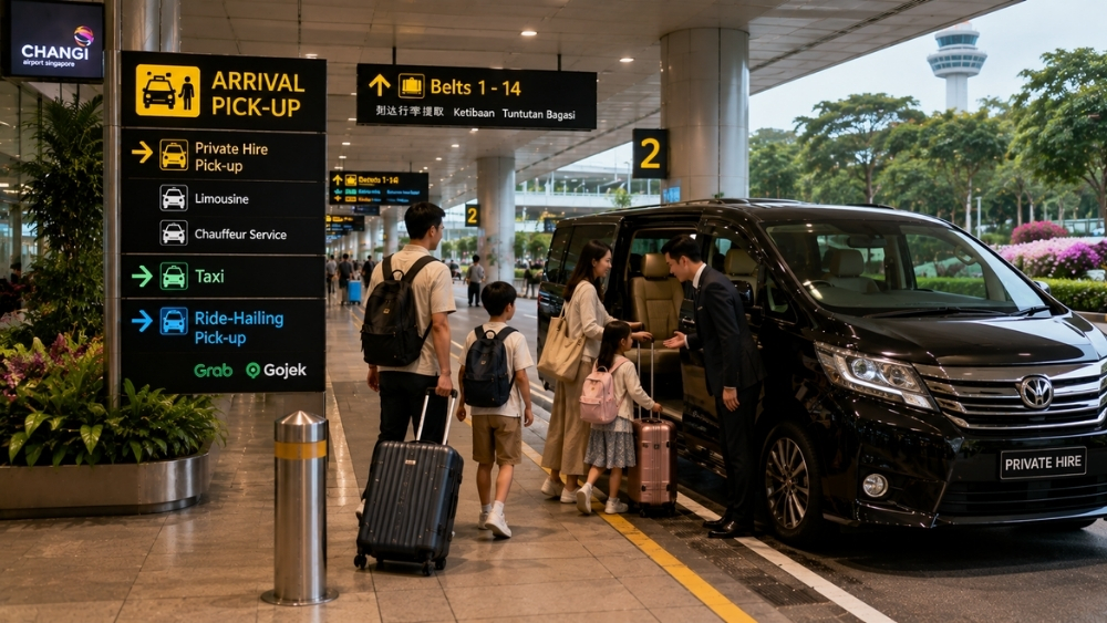 xe đưa đ&oacute;n từ s&acirc;n bay Changi về trung t&acirc;m