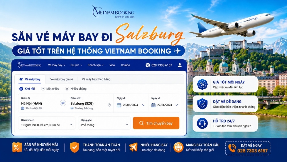 Săn v&eacute; m&aacute;y bay đi Salzburg gi&aacute; tốt tr&ecirc;n hệ thống Vietnam Booking