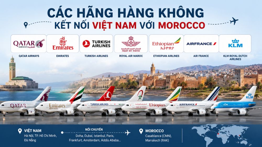 Qatar Airways, Turkish Airlines v&agrave; Royal Air Maroc khai th&aacute;c c&aacute;c h&agrave;nh tr&igrave;nh đến Morocco
