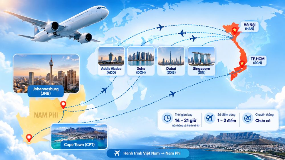 v&eacute; m&aacute;y bay việt nam nam phi