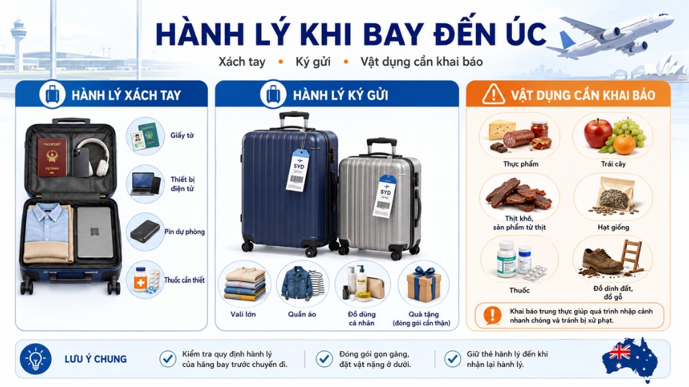 quy định h&agrave;nh l&yacute; khi bay đi &Uacute;c