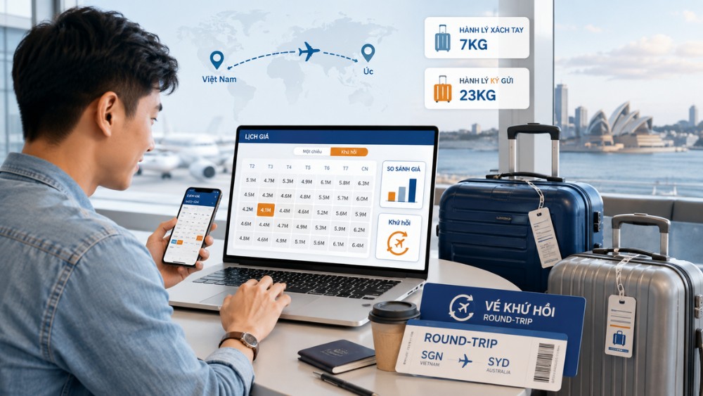 kinh nghiệm săn v&eacute; m&aacute;y bay đi &Uacute;c gi&aacute; rẻ