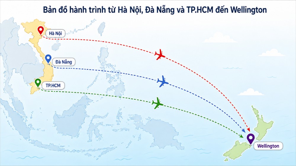 gi&aacute; v&eacute; m&aacute;y bay đi Wellington theo điểm khởi h&agrave;nh