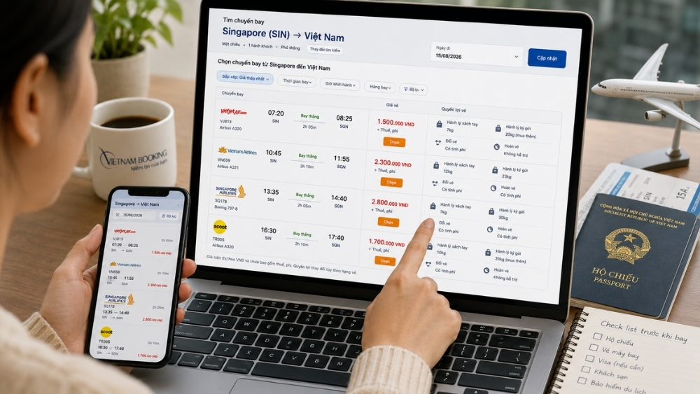 kinh nghiệm đặt v&eacute; từ Singapore về Việt Nam