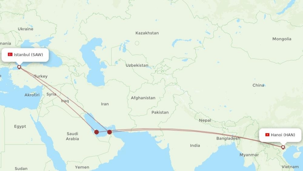 Sơ đồ chặng bay v&agrave; c&aacute;c điểm qu&aacute; cảnh phổ biến từ H&agrave; Nội đi Graz