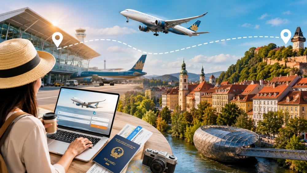 Mẹo đặt v&eacute; m&aacute;y bay từ H&agrave; Nội đi Graz gi&aacute; tốt tại Vietnambooking