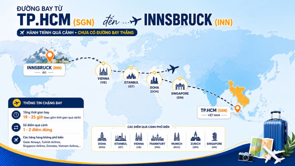 Đường bay từ TPHCM đến Innsbruck