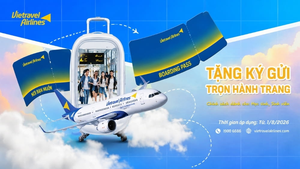 Tặng k&yacute; gửi trọn h&agrave;nh trang Vietravel Airlines